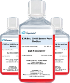 3 bottles of cell culture media with phenol red. Links to Cell Culture webpage.