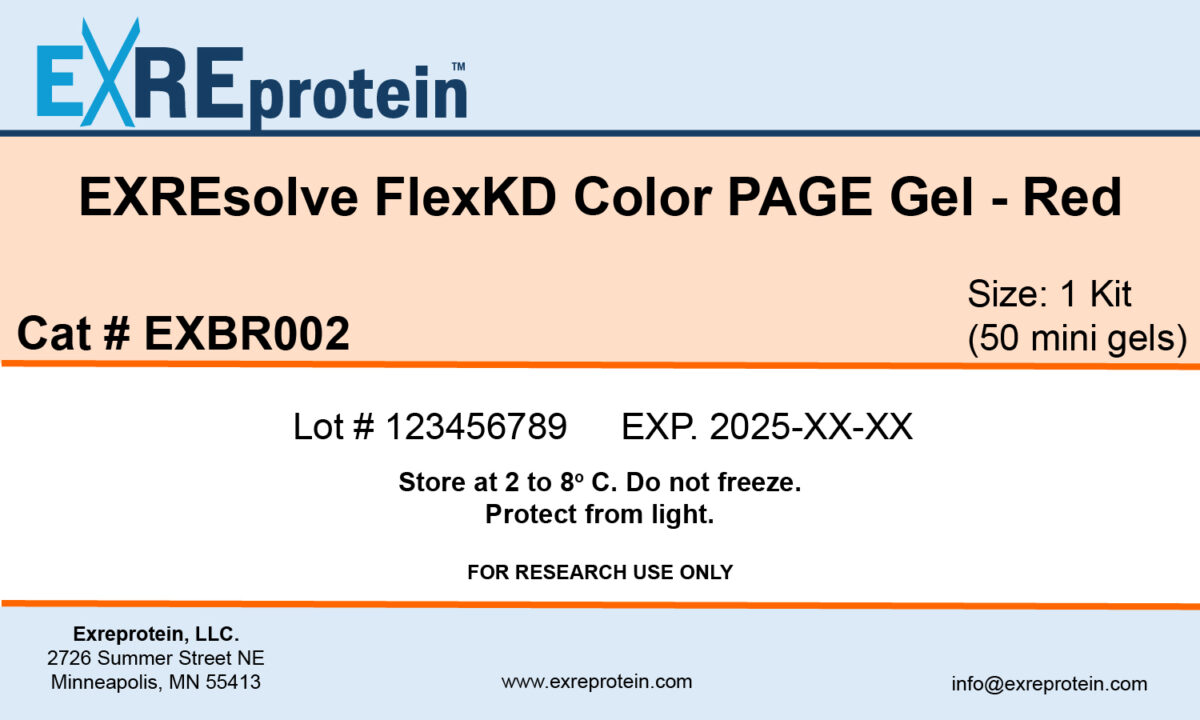 Product label for EXREsolve FlexKD Color PAGE Gel (red)