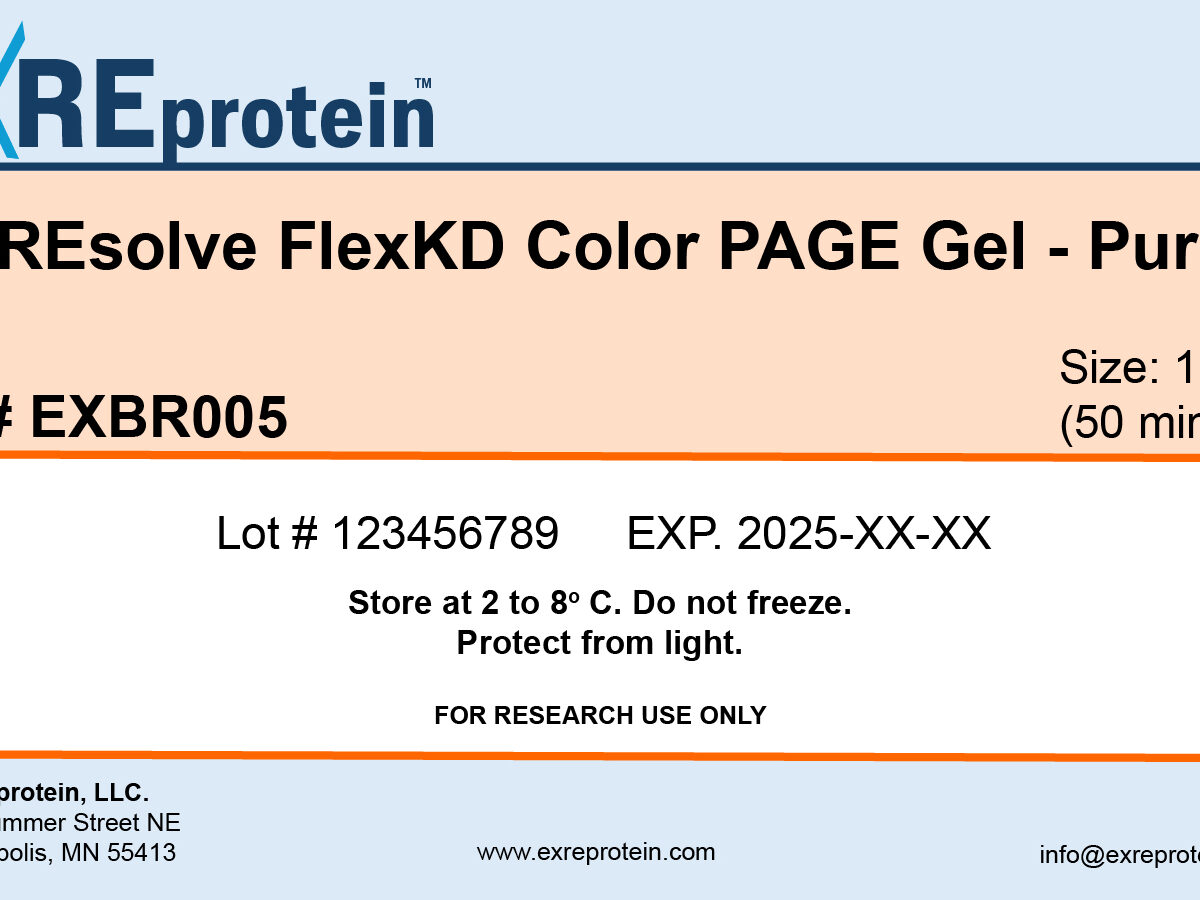 Product label for EXREsolve FlexKD Color PAGE Gel (purple)